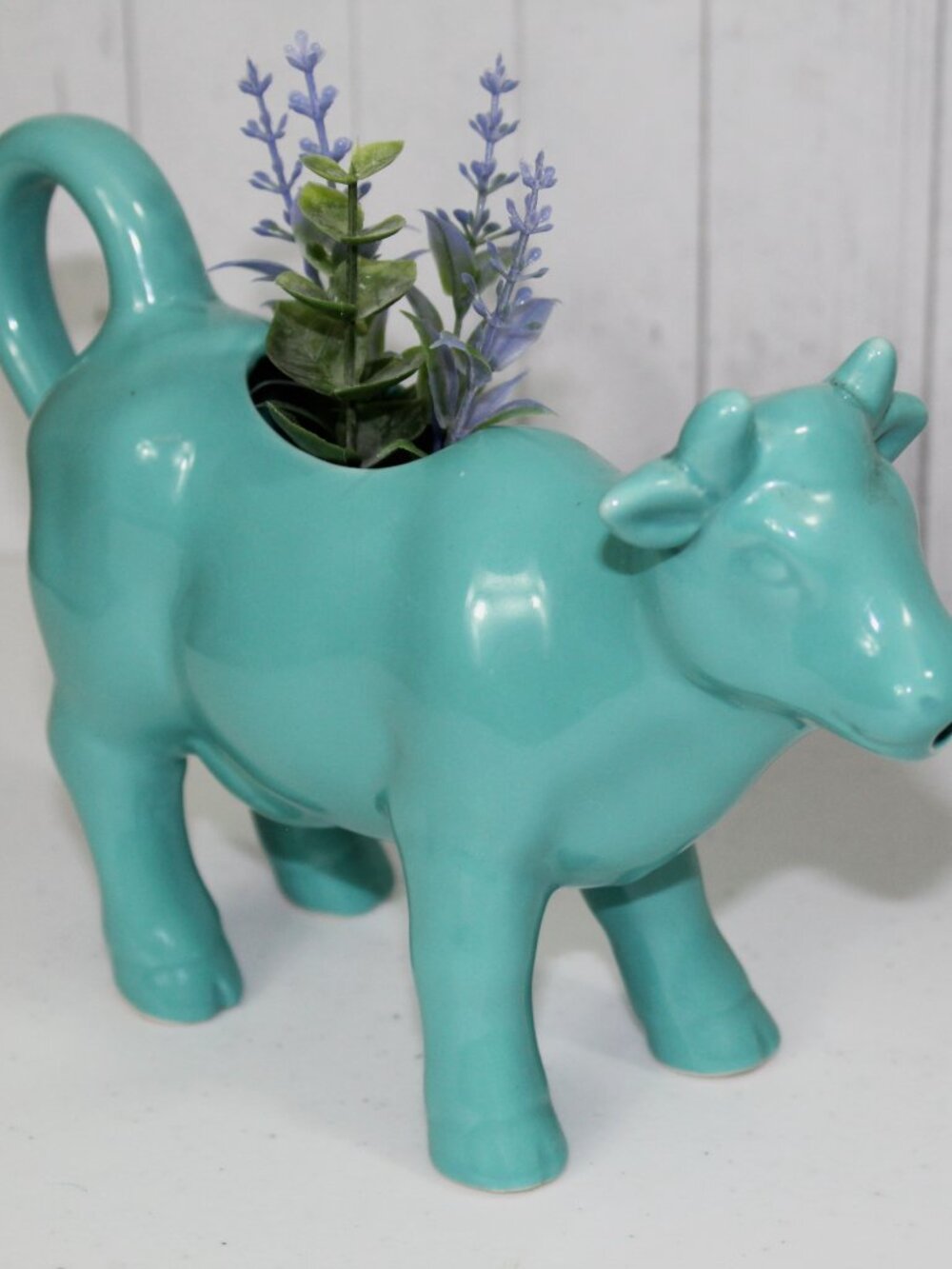 Cow Creamer from Food Network Turquoise Teal Aqua Blue - Picture 2 of 8